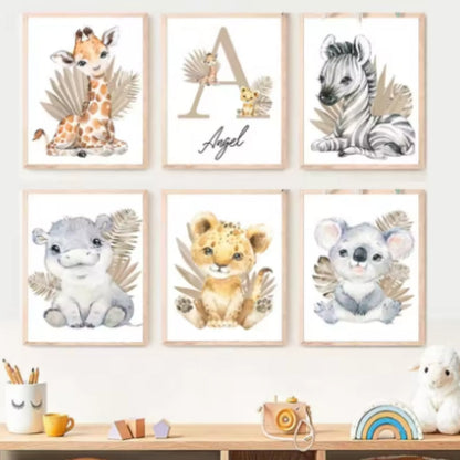 Jungle Animal Children's Room Wall Art Canvas Painting