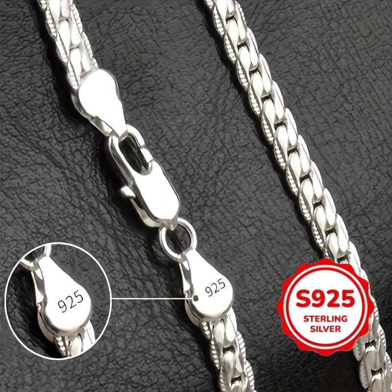 Elegant 20 inch 925 sterling 925 Silver necklace - Fashionable and luxurious design, suitable for both men and women, perfec