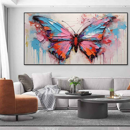 Large Abstract Handmade Canvas Art Modern Acrylic Oil Painting Vibrant Animal Butterfly Wall Home Decor For Living Room