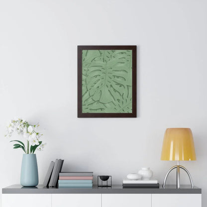 Sage Green Monstera Framed Print – Botanical Wall Art