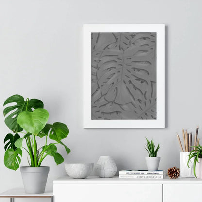 Grey Monstera Framed Print – Botanical Wall Art