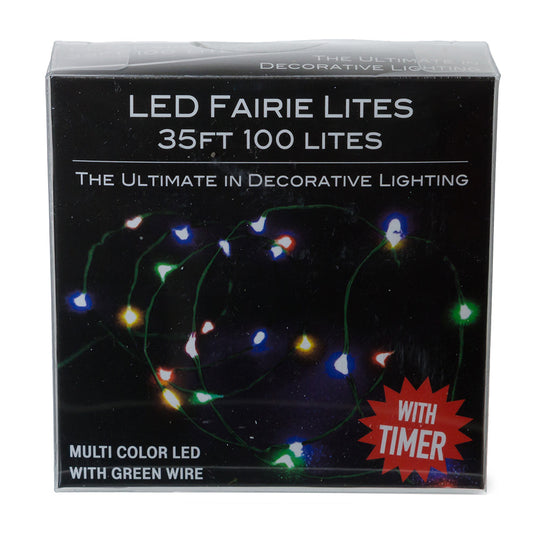 100-Light Battery Operated Multicolor Fairy Lights - Green Wire