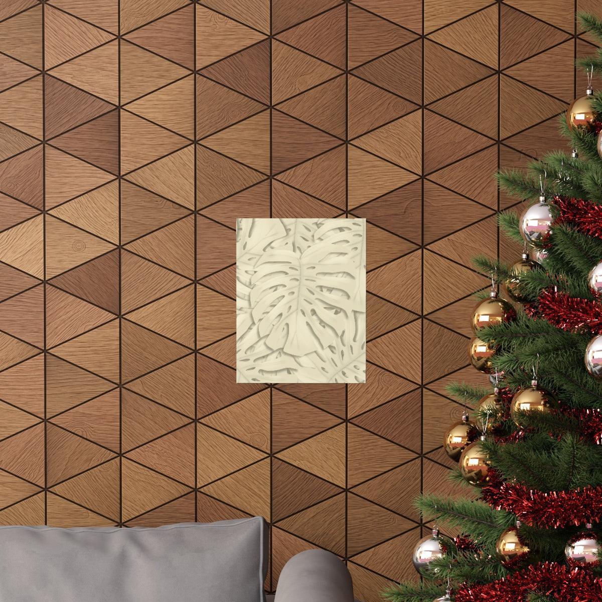 Beige Monstera Botanical Print – Unframed Wall Art