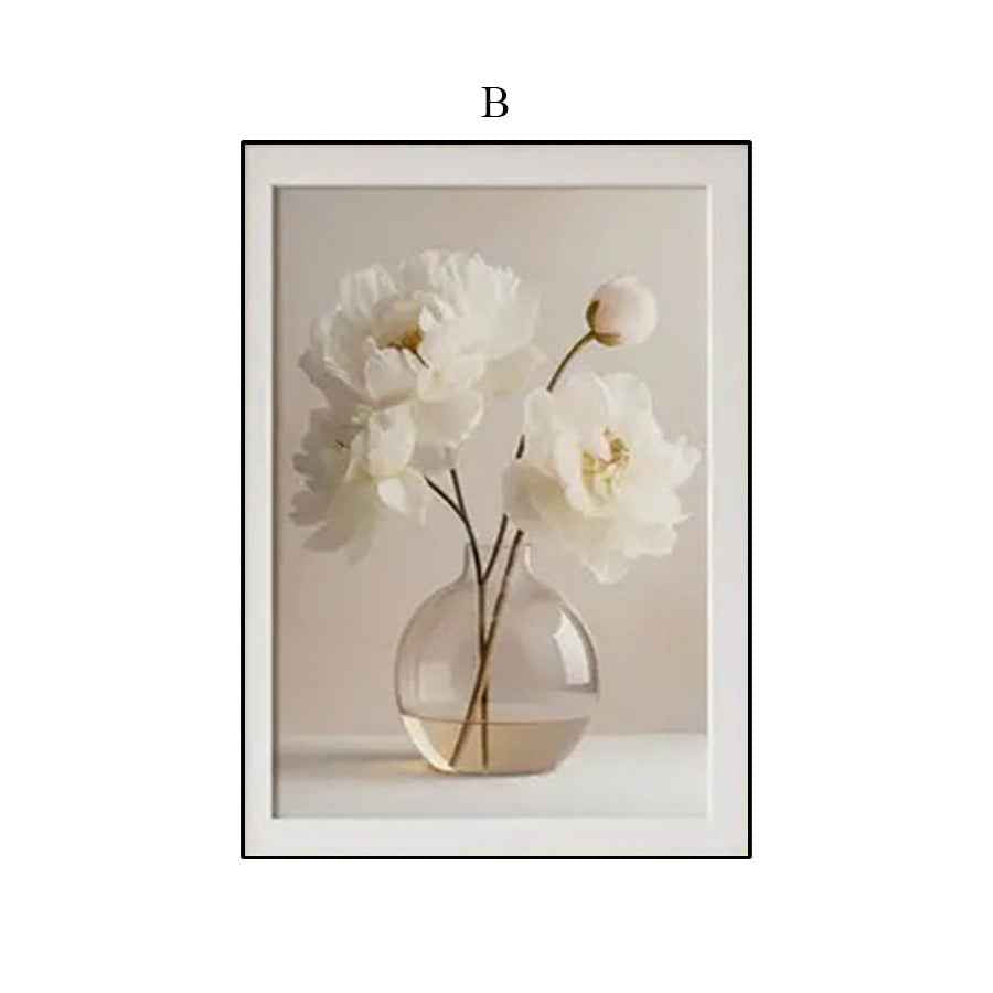 White Floral Vase Warm Living Room Bedroom Canvas Painting Decoration