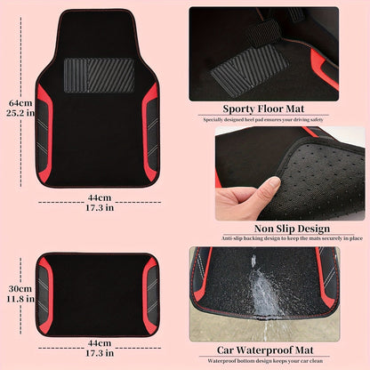 Steering Wheel Cover And Waterproof Car Floor Mats, Microfiber Universal Car Combo Fit for 95% Sedan, SUV, Cars, 14.5-15inch Sporty Anti-Slip Safety Comfortable Design