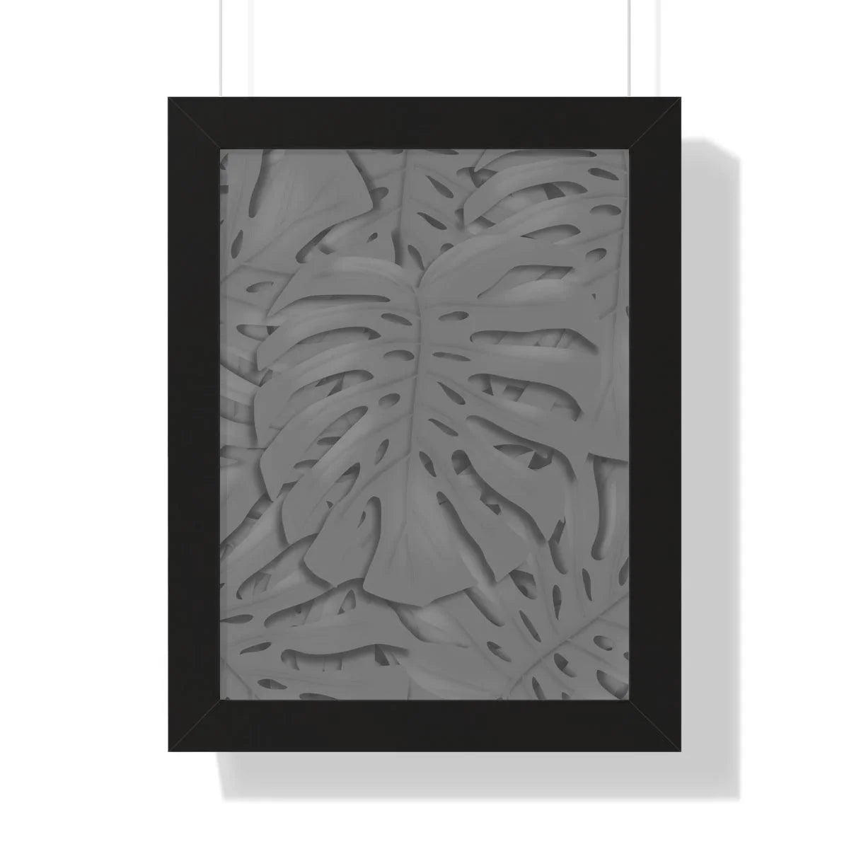 Grey Monstera Framed Print – Botanical Wall Art