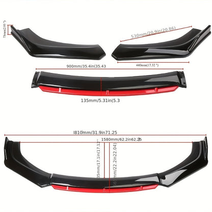 4pcs/Set Material Car Front Lip Spoiler Kit - Stylish Appearance Upgrade, Small Vehicle Bumper Modification Accessories with Easy Installation and Durable Protection for Fenders, Car Spoiler, Car Modification Accessories