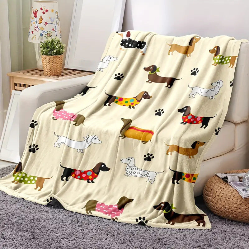 Dachshund Blanket Flannel Square Cover Blanket