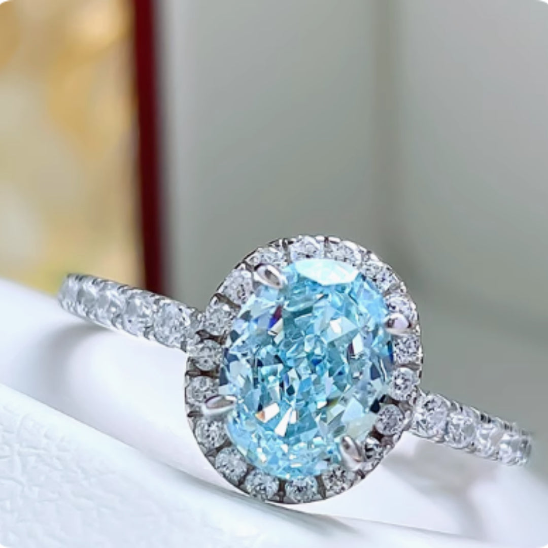 1.5 Carat Fresh Navy Blue Treasure Ring, Light Luxury And Niche
