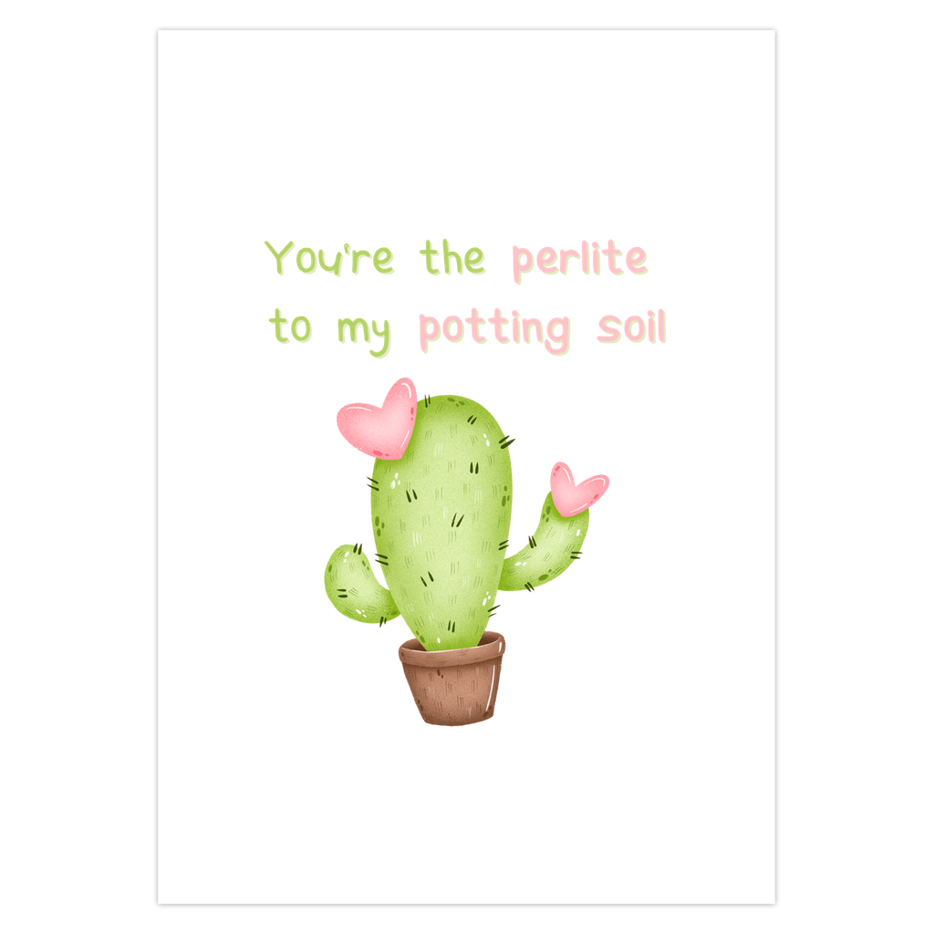 Cactus Valentine's Day Card – Botanical Design Blank Inside