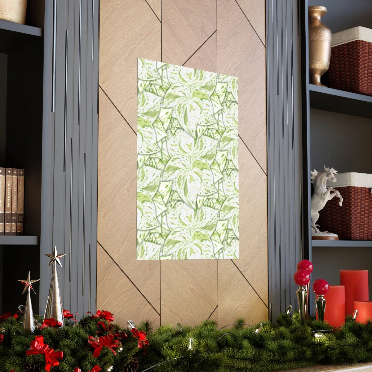 Snow Queen Pothos Pattern Botanical Print – Unframed Wall Art