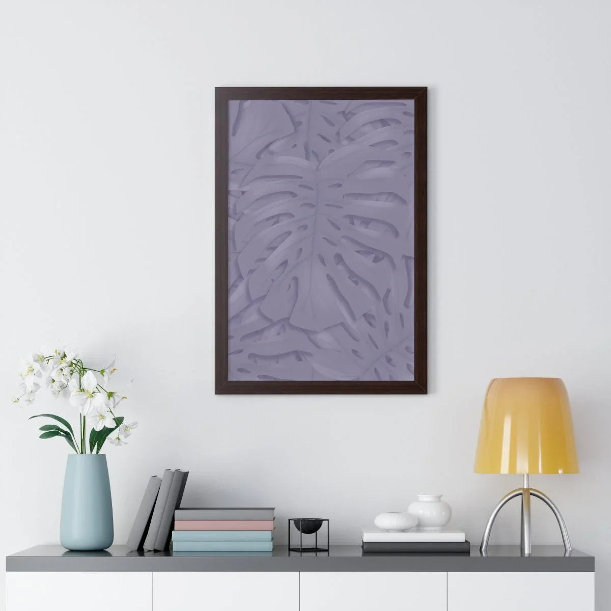 Violet Monstera Framed Print – Botanical Wall Art
