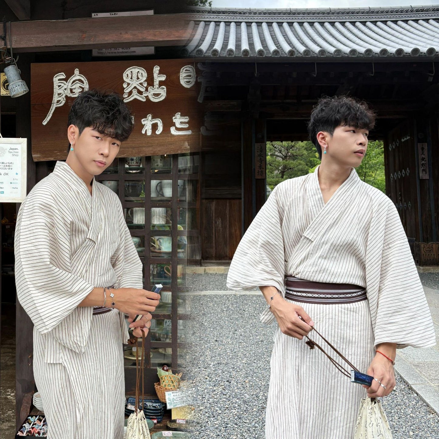 Mens Japanese-style Summer Yukata Japanese-style Loungewear