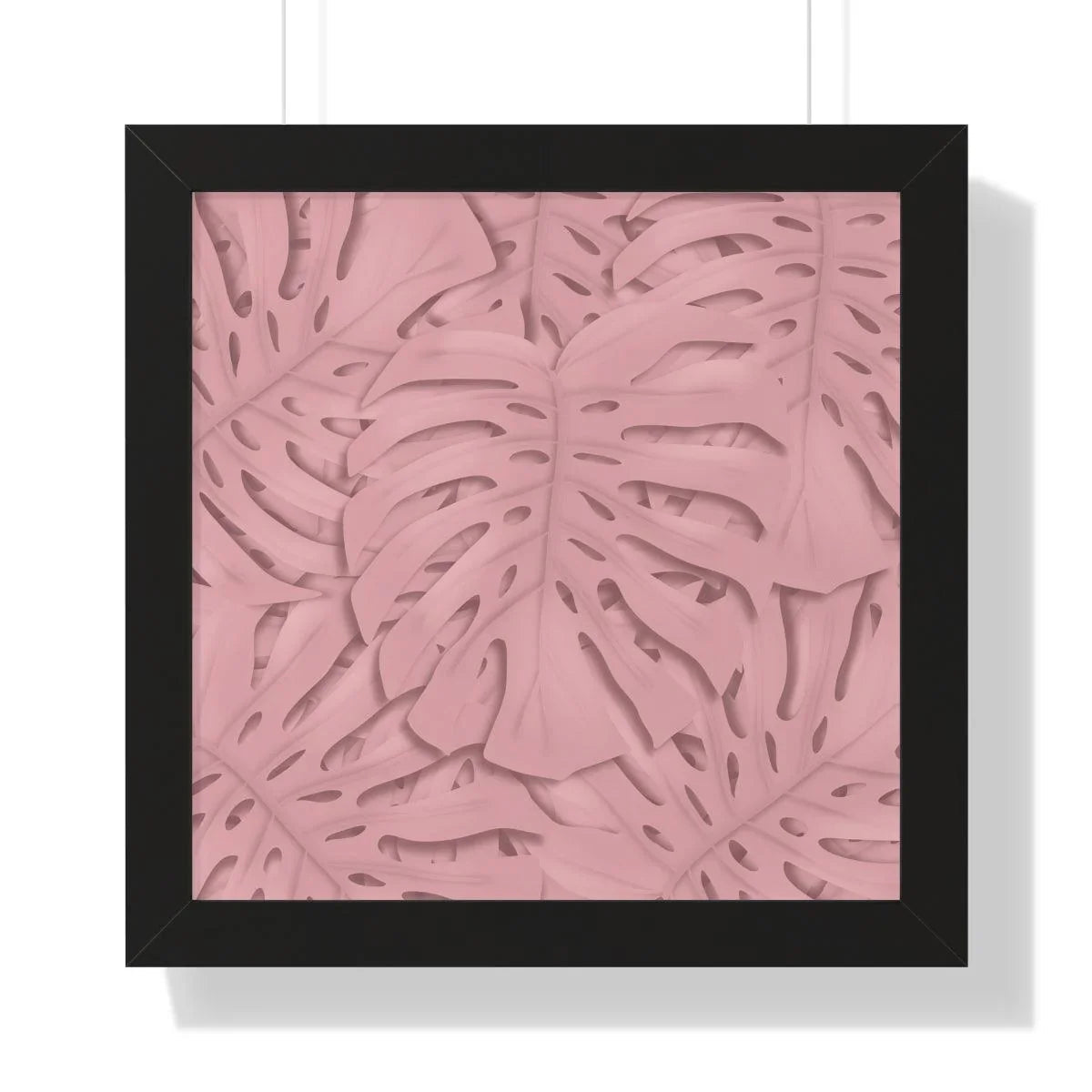 Soft Pink Monstera Framed Print – Botanical Wall Art