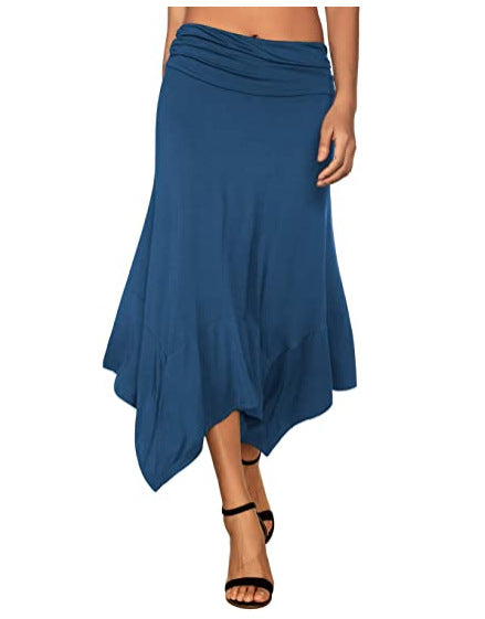 Irregular Skirt Elegant Square Scarf Hem European Temperament Commuter Knitted Casual Long Skirt