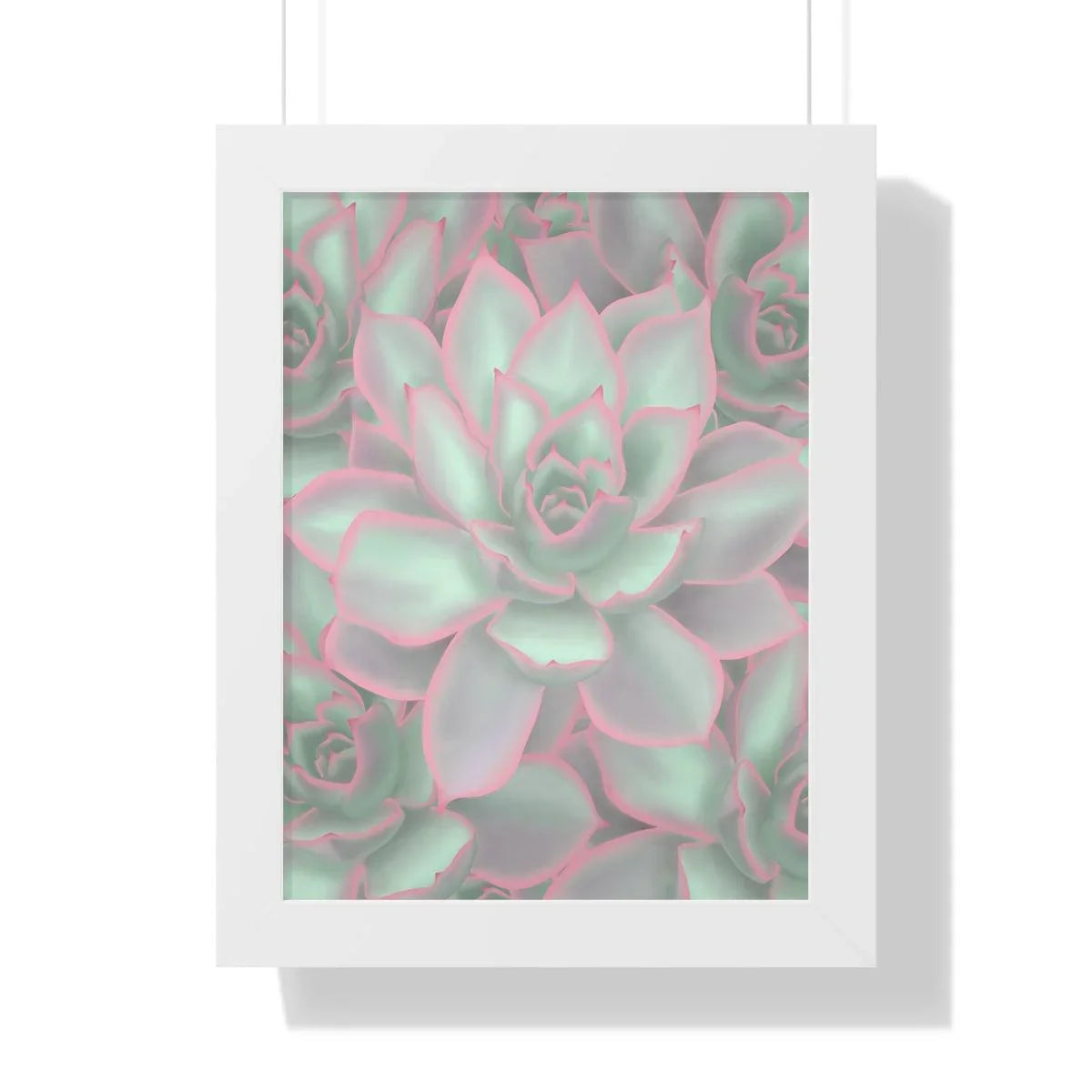 Echeveria Violet Queen Succulent Pattern Framed Print – Botanical Wall Art