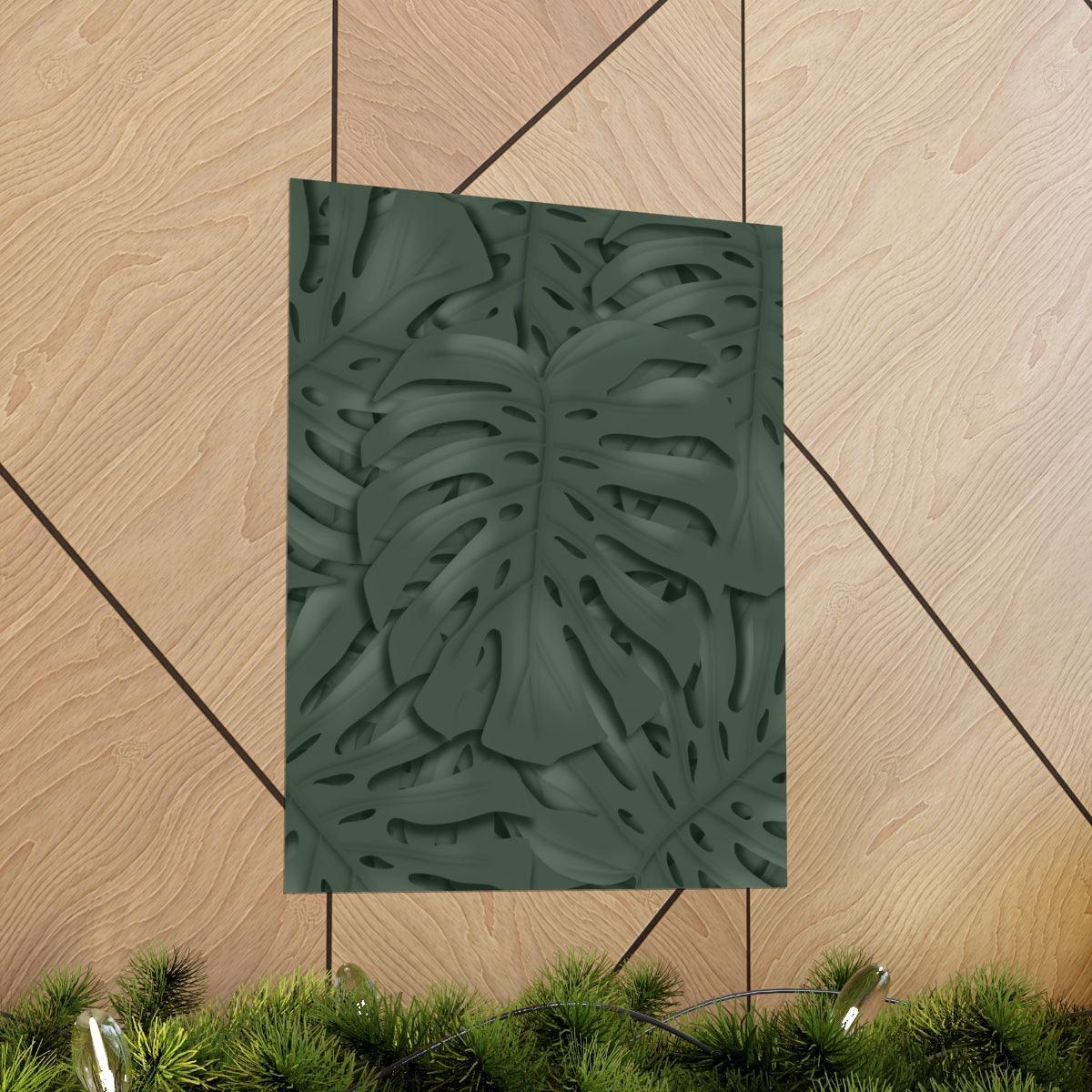 Deep Green Monstera Botanical Print – Unframed Wall Art