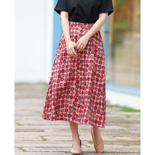 Polka Dot Linen  Literary And Casual Cotton And Linen Skirt