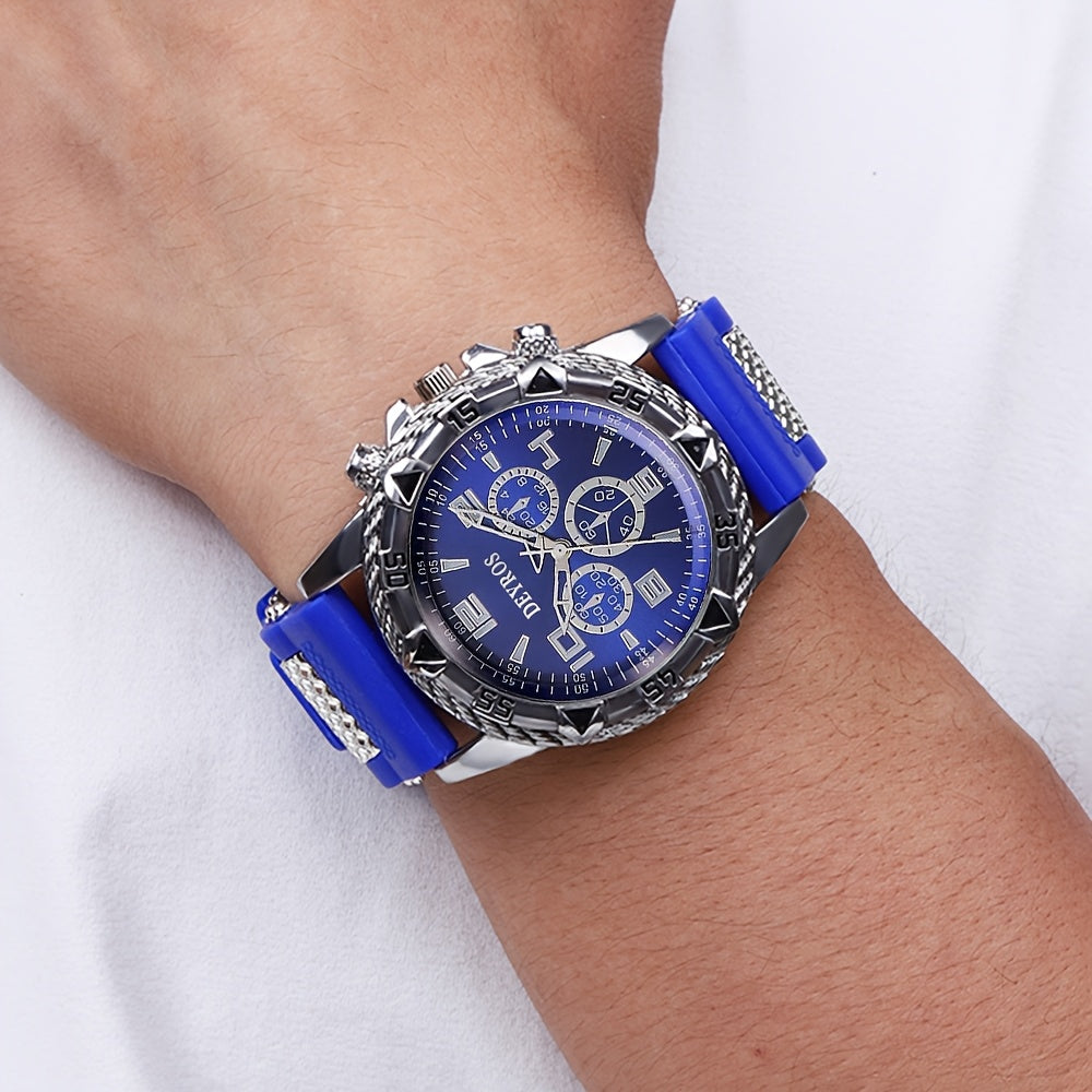 2pcs Men'S Luxury Watches | Golden/Tone Dial, Quartz Movement, Non-water Resistant, Zinc Alloy Case, Silica Gel Strap - Ideal for Business, Sports, Everyday Use | Perfect Gift for Dad, Husband, Boyfriend on Birthday, Father'S