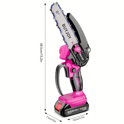 6-inch Cordless Lightweight Electric Landscaping Chainsaw w/ L-ion Battery, Chain And Fast Charger