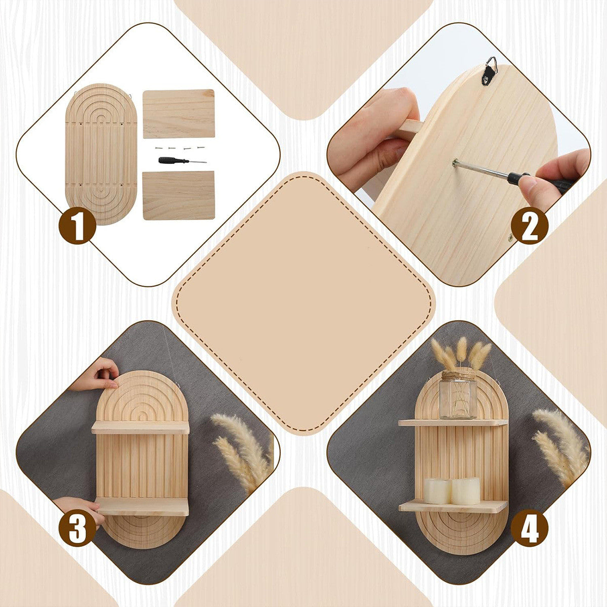 Home Wall Mount Double Shelf Candlestick