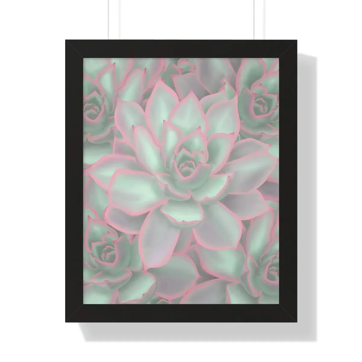 Echeveria Violet Queen Succulent Pattern Framed Print – Botanical Wall Art