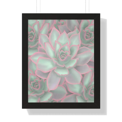 Echeveria Violet Queen Succulent Pattern Framed Print – Botanical Wall Art