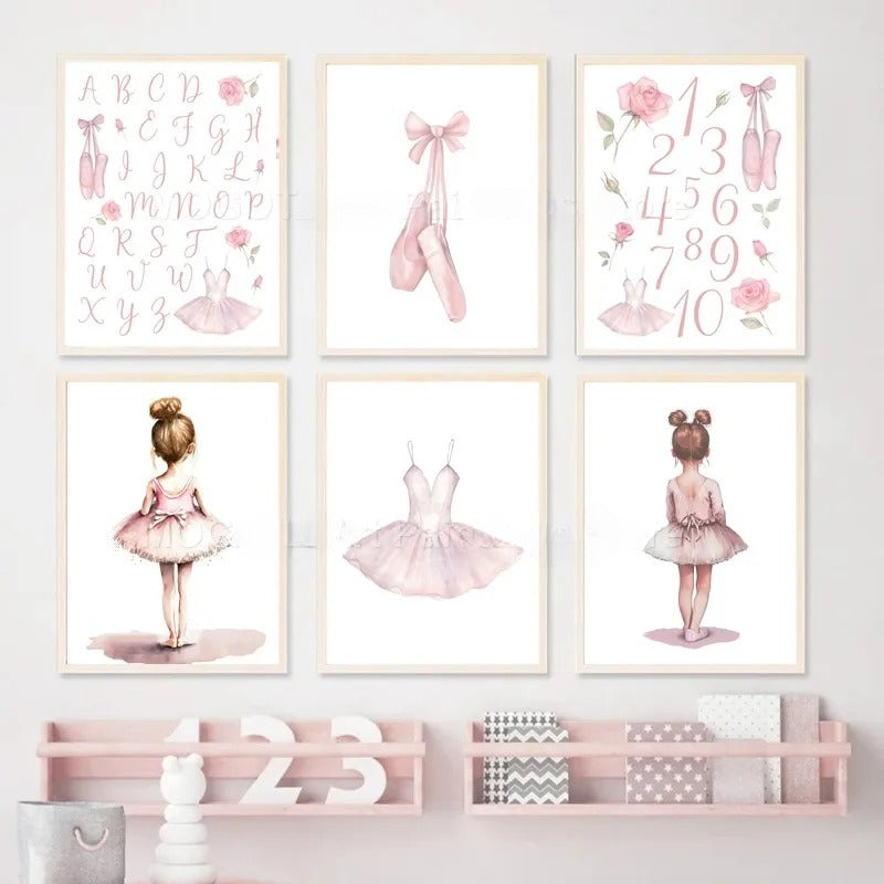 Ballet Alphanumeric Children's Room Art Canvas Painting