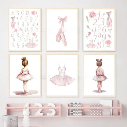 Ballet Alphanumeric Children's Room Art Canvas Painting