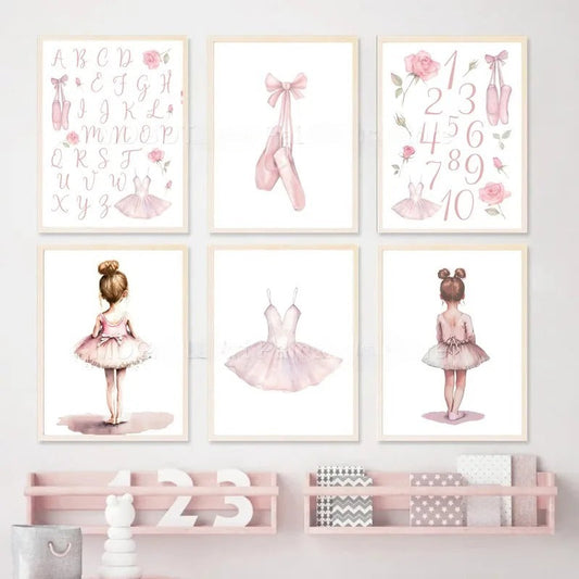 Ballet Alphanumeric Children's Room Art Canvas Painting