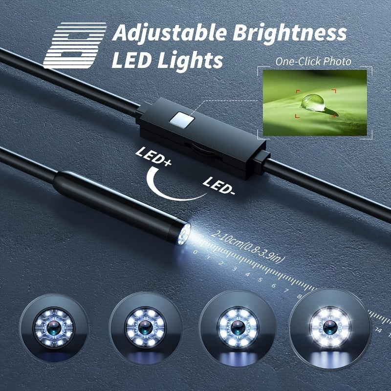 Endoscope Rechargeable Wire Cam w/ 8 LED Light 4.3" Screen 1080PHD 16ft.