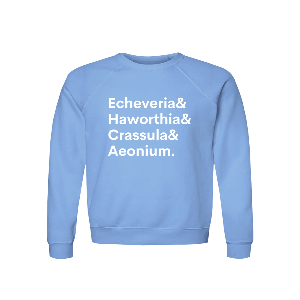 Echeveria, Haworthia, Crassula & Aeonium Plant Lover Sweatshirt – Organic Cotton Raglan