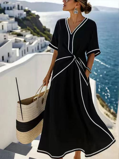 Women's Fashion Loose Striped Print Long Dress