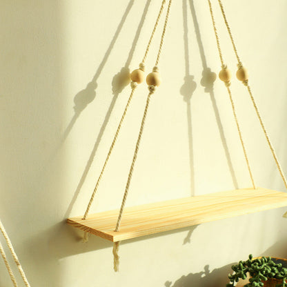 Cotton Thread Woven Wooden Board Wall Shelf