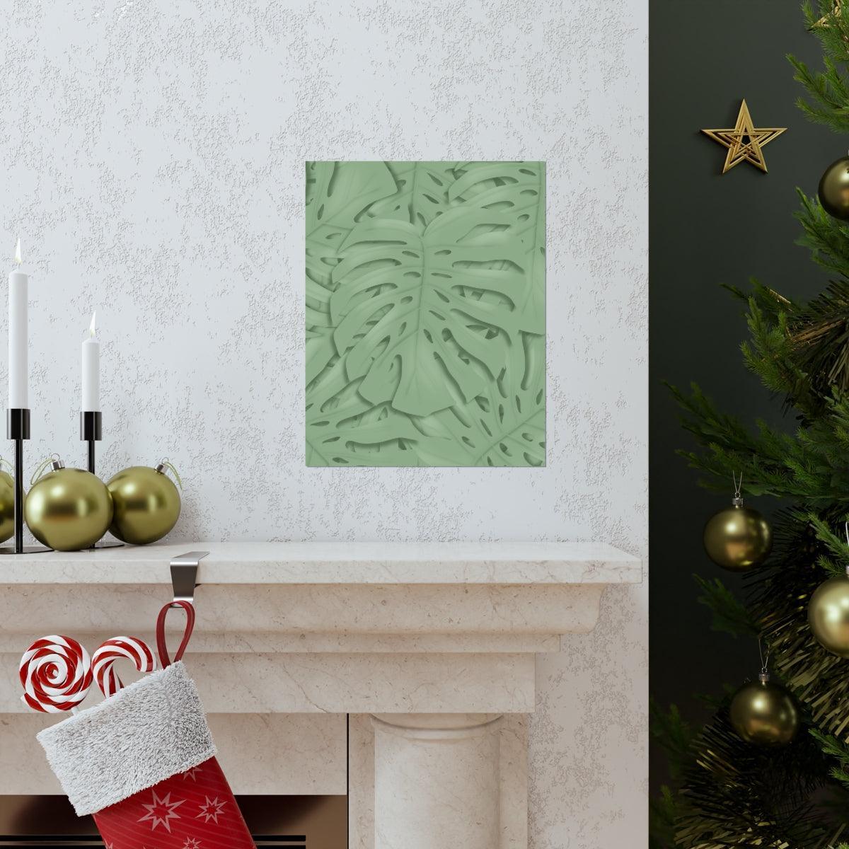Sage Green Monstera Botanical Print – Unframed Wall Art