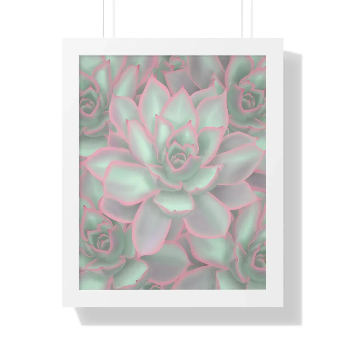 Echeveria Violet Queen Succulent Pattern Framed Print – Botanical Wall Art