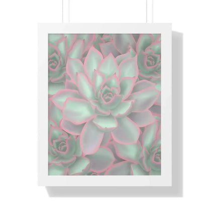 Echeveria Violet Queen Succulent Pattern Framed Print – Botanical Wall Art
