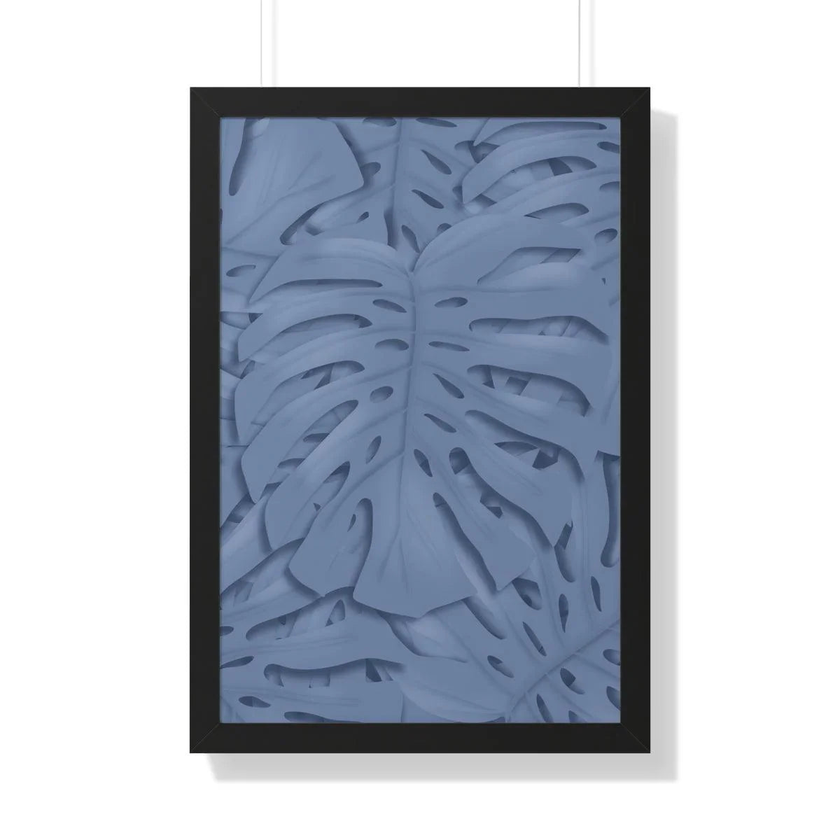 Blue Monstera Framed Print – Botanical Wall Art