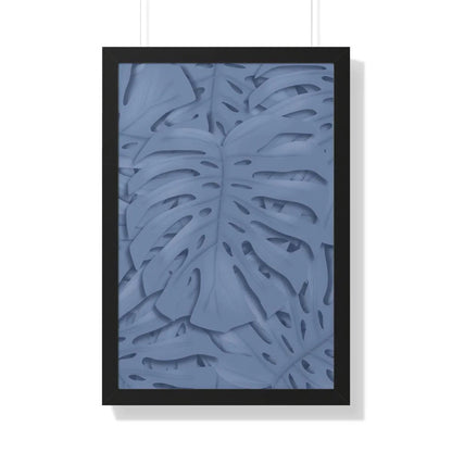 Blue Monstera Framed Print – Botanical Wall Art
