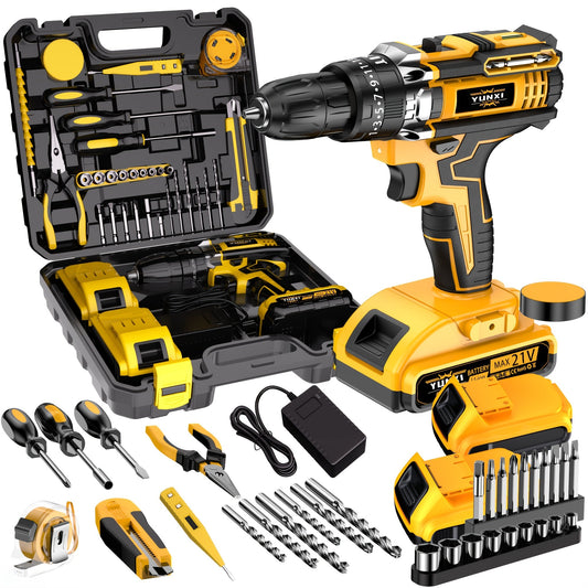 21V Multi-function Impact Drill Set Wireless Power w/ Battery And Quick Charger