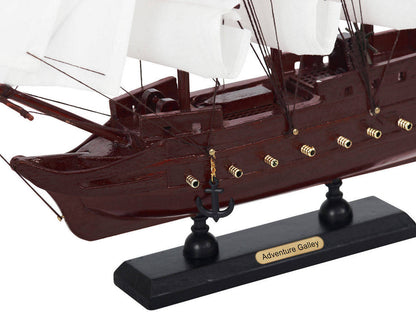 Wooden Captain Kidds Adventure Galley White Sails Model Pirate Ship 12""