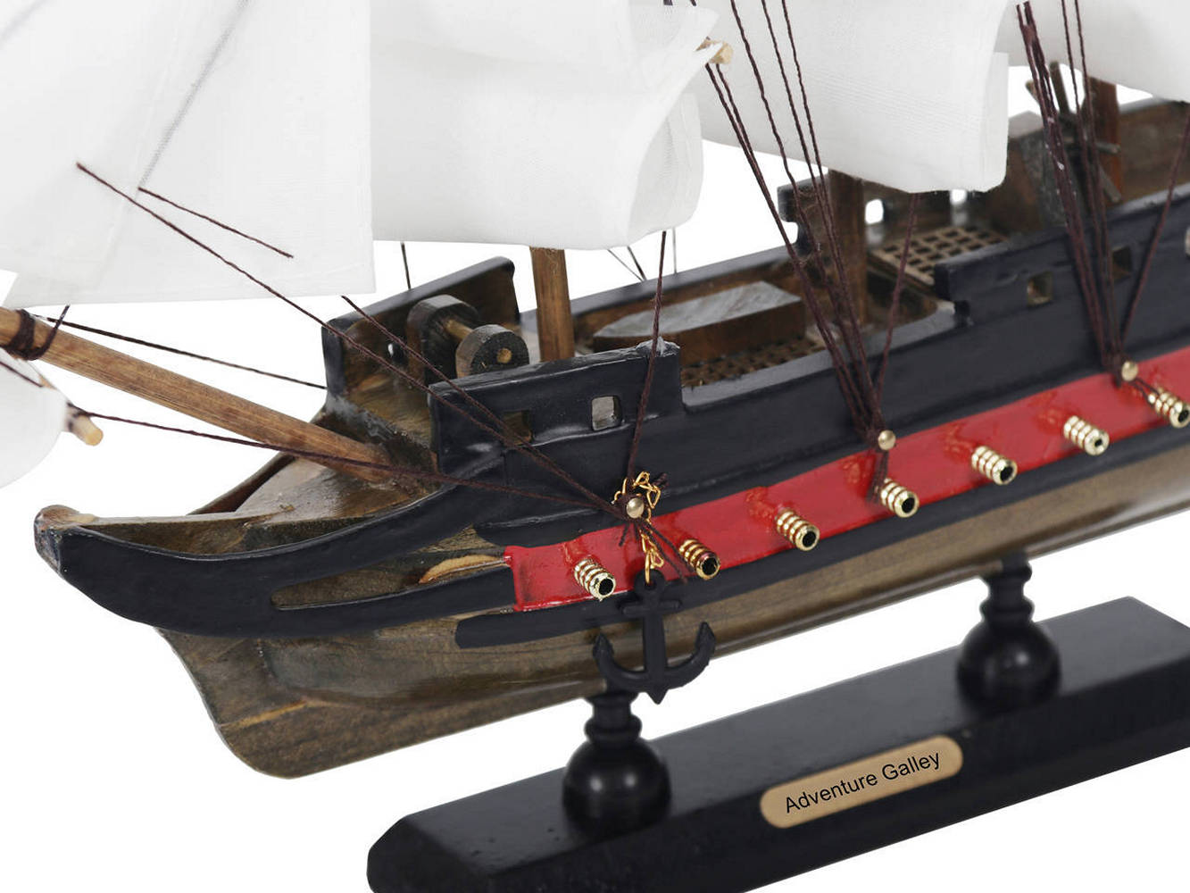 Wooden Captain Kidds Adventure Galley White Sails Limited Model Pirate Ship 12""