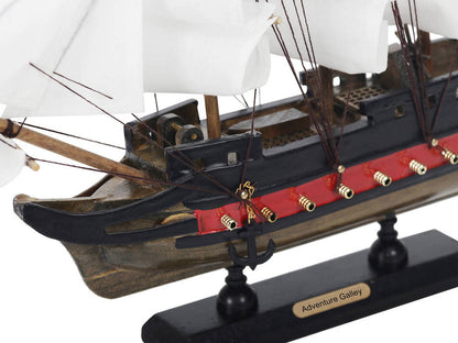 Wooden Captain Kidds Adventure Galley White Sails Limited Model Pirate Ship 12""