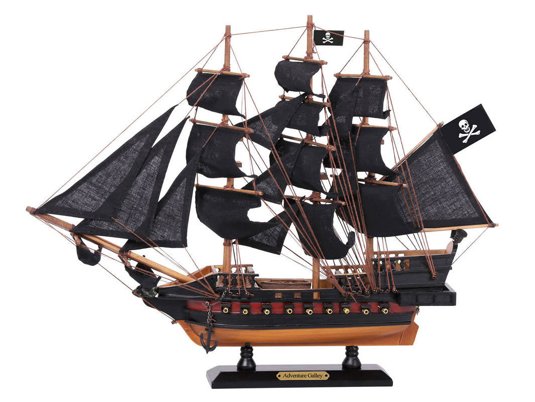 Wooden Captain Kidd's Adventure Galley Black Sails Limited Model Pirate Ship 15""