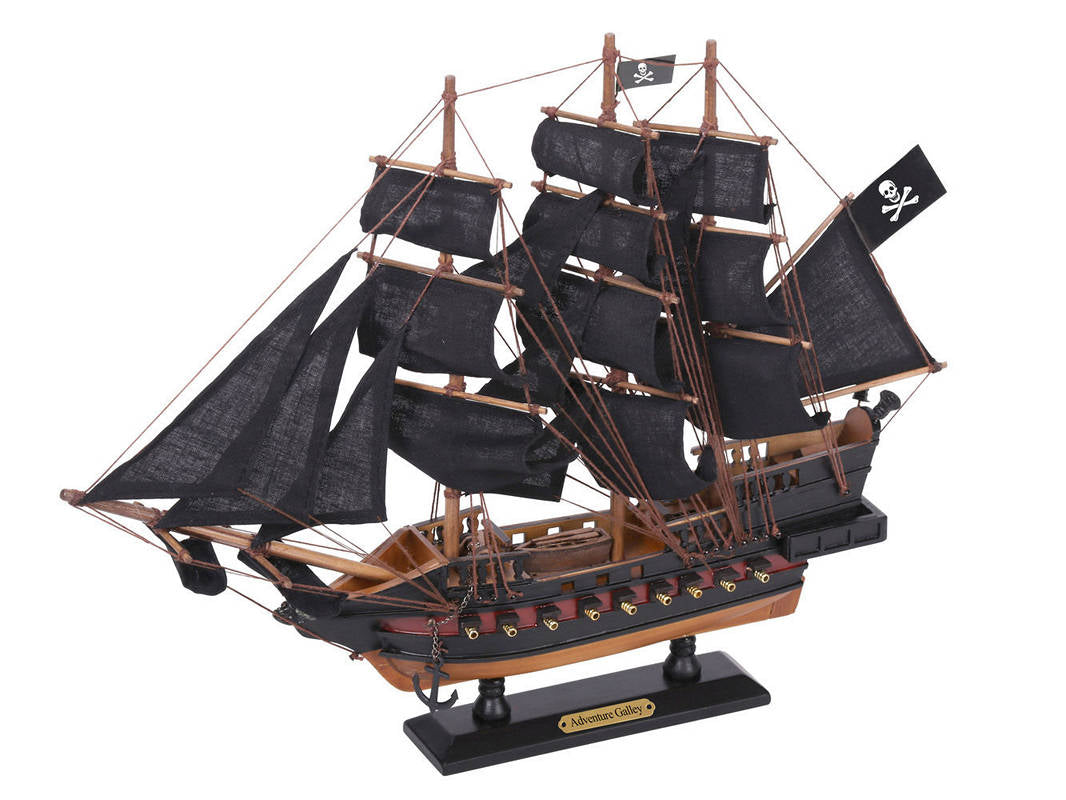 Wooden Captain Kidd's Adventure Galley Black Sails Limited Model Pirate Ship 15""