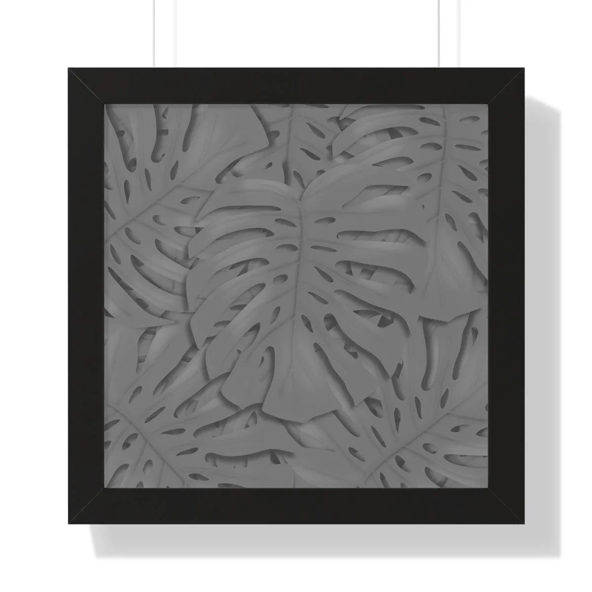 Grey Monstera Framed Print – Botanical Wall Art