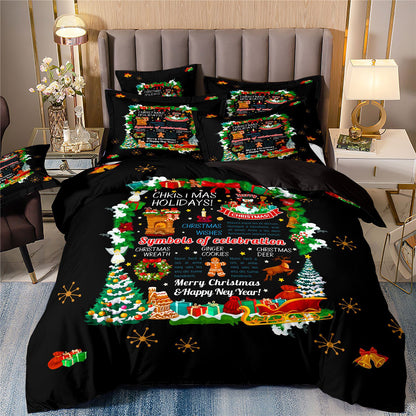 Digital Printed Three-piece Set Christmas Santa Claus Christmas Tree Snowman