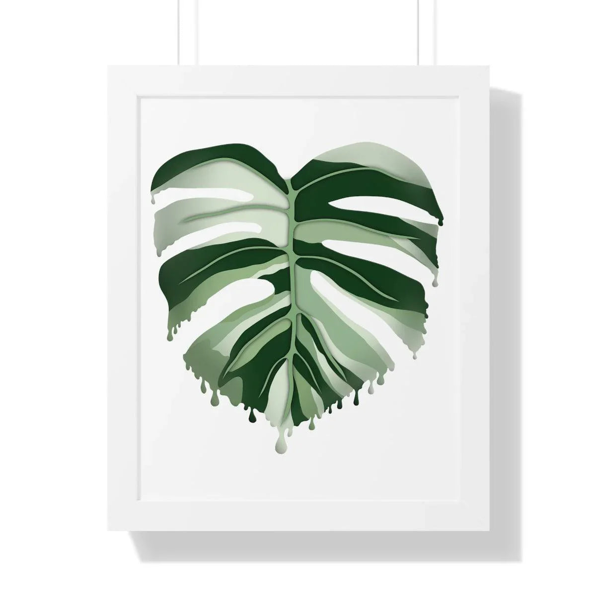 Melting Monstera Albo Framed Print – Botanical Wall Art