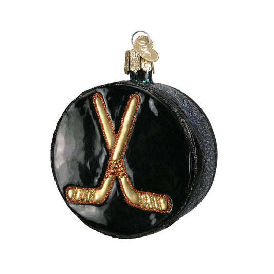 Hockey Puck Glass Ornament
