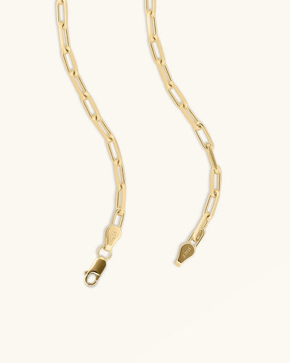 14K 3.5mm Paperclip Chain